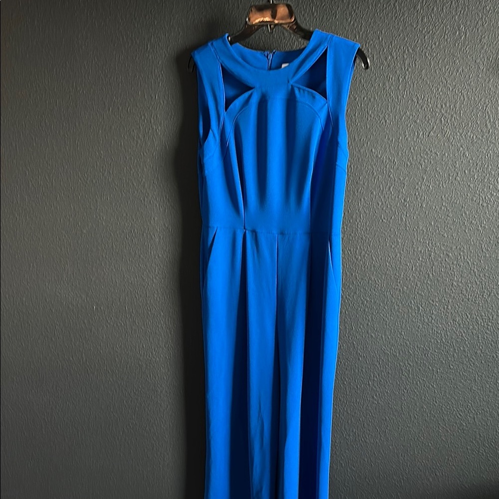 Calvin Klein Elegant Blue Sleeveless Jumpsuit with Pockets